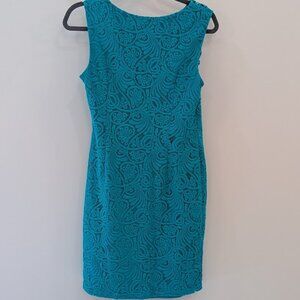 Jessica H Dress Size 10 P Teal Dress Sleeveless Summer Cocktail Party Lace